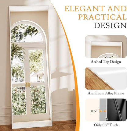 NEWBULIG Full Length Mirror, Full Body Floor Mirror with Aluminum Alloy Thin Frame, Wall or Standing Mirror for Bedroom, Living Room, Dressing Room