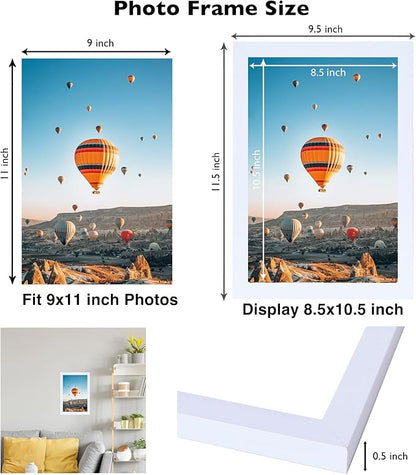 JCJMY 9x11 Picture Frame Set of 6 White for Wall Hanging or Tabletop, Wall Mounting Horizontally or Vertically, 9 x 11 Wall Gallery Poster Photo Frames for 9 by 11 Photo,6 Pack, White