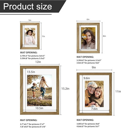 Egofine Picture Frame Set 12 Pack, Picture Frames Collage Wall Decor with Two 11x14, Two 8x10, Four 5x7, Four 4x6 for Wall and Tabletop, Made of Solid Wood, Covered by Plexiglass, Carbonized Brown