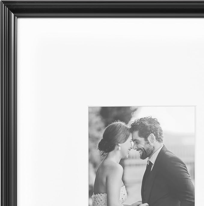 Kate and Laurel Adlynn Rectangle Picture Frame Set of 3; 14 x 18 matted to 11 x 14; Black; Modern Three-Piece Frame Set for Gallery Wall Frame Set in Living Room Wall Decor