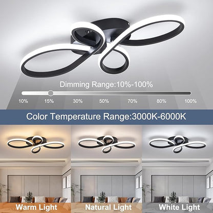 Modern LED Ceiling Light, Hallway Light Black Close to Ceiling Light for Kitchen Bedroom Balcony Bathroom Room (23.62Inch)