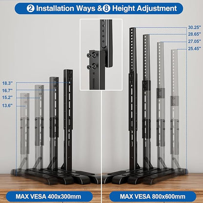 Universal TV Stand for 19-75 Inch LCD LED TVs, Height Adjustable TV Legs Replacement Hold up to 110 lbs, Table Top TV Stand Base, Max VESA 800X600mm