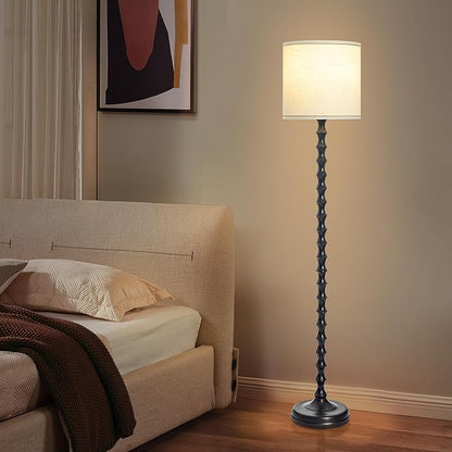 EUO 64.5" Floor Lamps for Living Room, Rustic Style Tall Floor Lamp Vintage Farmhouse Dark Brown Standing Lamp with Rotary Switch, Floor Lamps for Living Room Bedroom Office Corner Decor