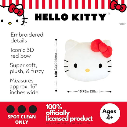 Hello Kitty Bedding Plush Cushion Pillow – Soft Plush Throw Pillow for Bedroom Decor & Gifts, 16 inch (100% Officially Licensed Product) by Franco Collectibles