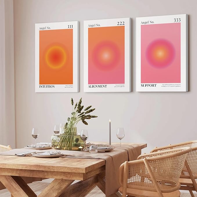 Colorful Angel Number Aura Poster Spiritual Posters Canvas Grainy Gradient Prints Trendy Preppy Wall Art Aesthetic Room Decor Affirmation Inspirational Quotes Wall Art 12x16x3 Inch Ready to Hang