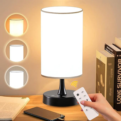 Caromolly Light Therapy Lamp, 10000 Lux Light with Remote Control, 3 Color Temperature & 4 Brightness Level & Timer, Daylight Lamp for Home, Office, Decoration(Black Base White Shade)