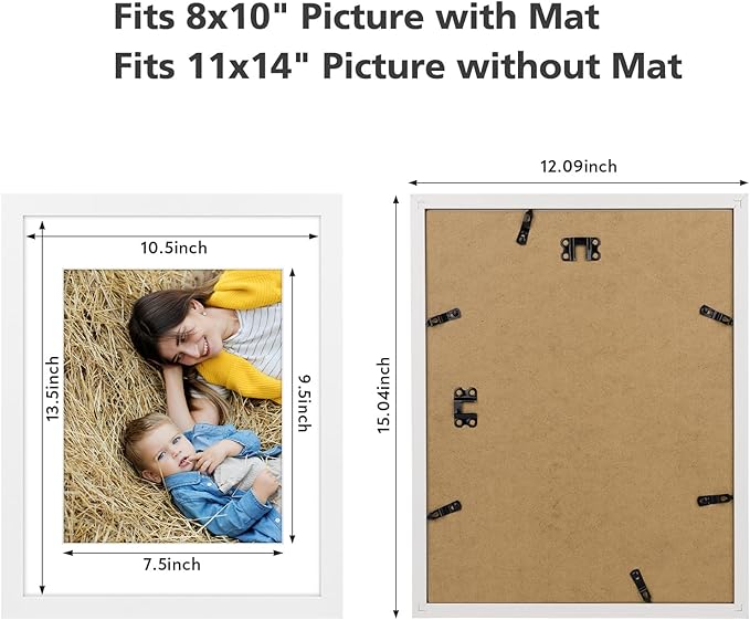 Golden State Art, 11x14 Picture Frame Set of 3 - Matted to 8x10 Photo - Engineered Wood Gallery Frame Set - Wall Mounting (White,3 Pack)