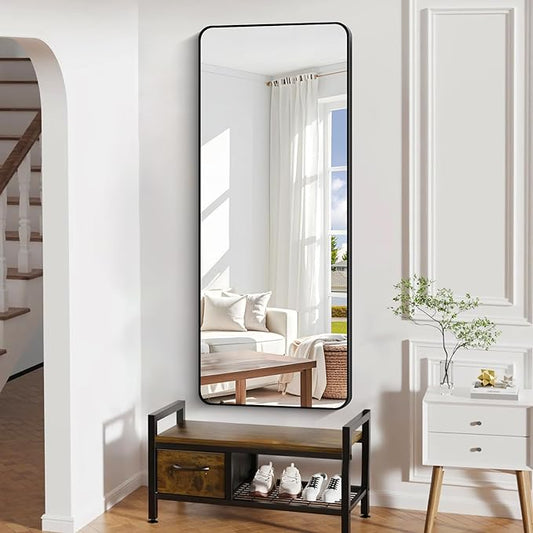 DESBING 60" x 24"Bathroom Mirror, Matte Black Wall Mirror with Metal Frame, Decorative Rectangular Vanity Mirror for Bedroom Bathroom Living Room Entryway (Horizontal/Vertical)