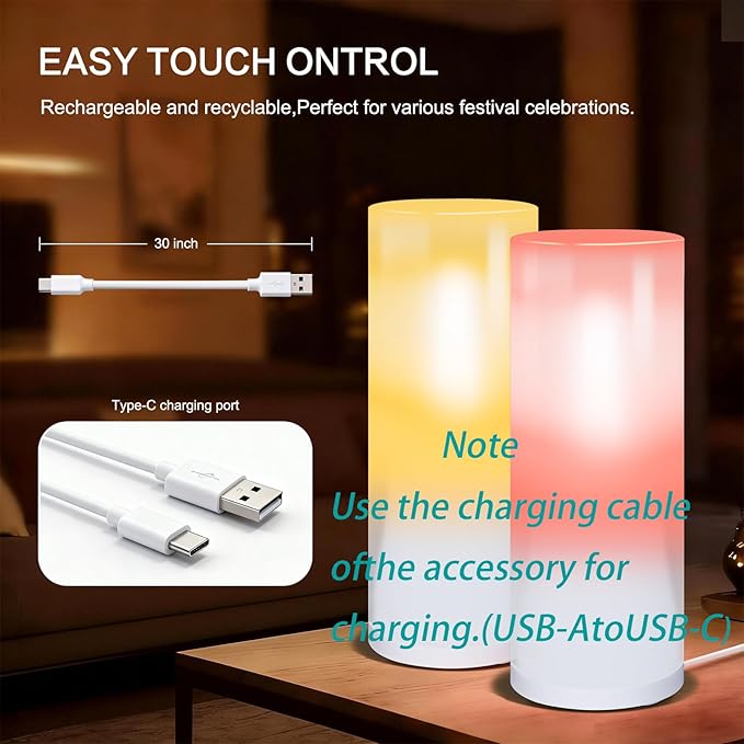 Flameless Simulation Candle Light, RGB 13 Colors Changing Night Light with Remote, Atmosphere Desk Lamp/Bedside Lamp,USB Rechargeable Night Light, Ambient Lighting for Bedroom/Dining Room/Game Room