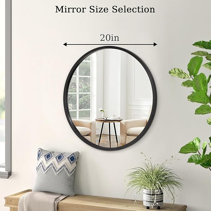 AOAOPQ Black Round Mirror for Wall Small Round for Bathroom Entryway Living Room Hallway Matte Frame Mirrors Anti Rust Hangs Tempered Glass for Bedroom Entry Dining Room