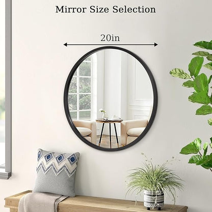 AOAOPQ Black Round Mirror for Wall Small Round for Bathroom Entryway Living Room Hallway Matte Frame Mirrors Anti Rust Hangs Tempered Glass for Bedroom Entry Dining Room
