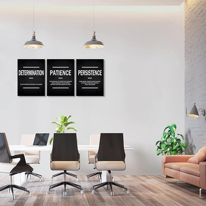 KAWAHONE Inspirational Quotes Wall Art, Motivational Determination Patience Persistence Poster Positive Affirmation Wall Picture for Home Office Bedroom Dorm Gift for Business Ready to Hang