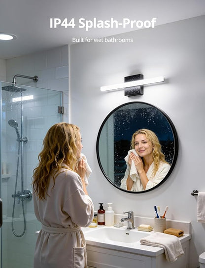 Combuh Modern Black Bathroom Vanity Light Fixtures Over Mirror Gentle Shadow Free,16Inch 9W Small Wall Lighting Bars for Sink Restroom Cool White 6000K Lámparas para Baños Sobre Espejo 2 Pack