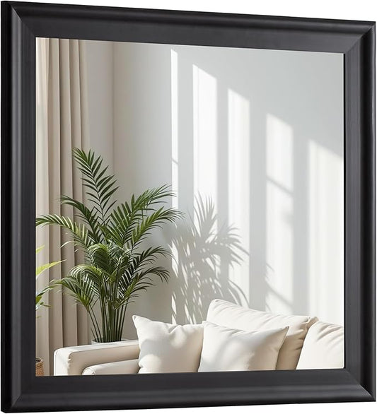 CULER Black Wall Mirror for Bathroom,Rectangle 30 x 30 inch Hanging Vanity Mirrors for Living Room,Bedroom,Entryway