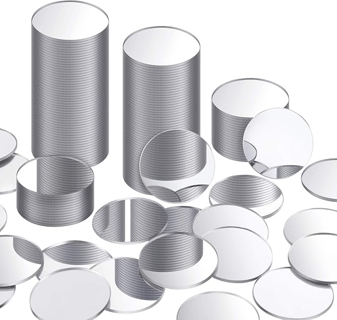 Blulu 100 Pieces Small Round Mirrors for Crafts Adhesive Round Bulk Mirror Tiny Circles Craft Acrylic Tiles for DIY Projects, Wall, Table & Art Decor Essentials (1 Inch)