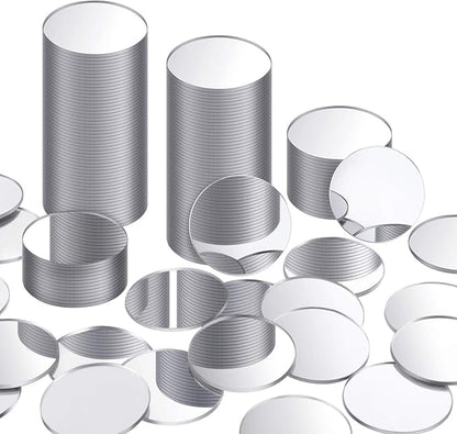 Blulu 100 Pieces Small Round Mirrors for Crafts Adhesive Round Bulk Mirror Tiny Circles Craft Acrylic Tiles for DIY Projects, Wall, Table & Art Decor Essentials (1 Inch)