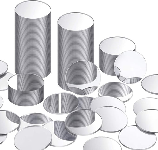 Blulu 100 Pieces Small Round Mirrors for Crafts Adhesive Round Bulk Mirror Tiny Circles Craft Acrylic Tiles for DIY Projects, Wall, Table & Art Decor Essentials (1 Inch)