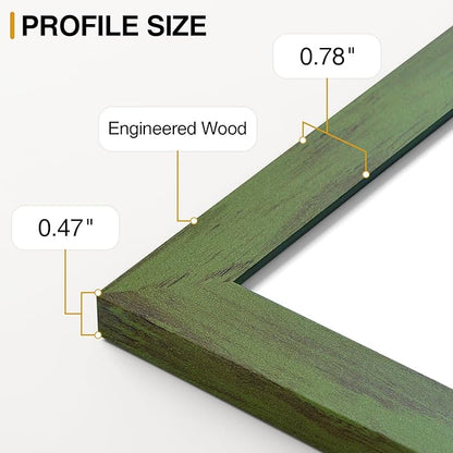 Vittanly 5x7 Picture Frames Set of 9, Display 4x6 Pictures with Mat or 5x7 without Mat, Photo Frames for Wall or Tabletop with Plexiglass, Engineered Wood, Rustic Green