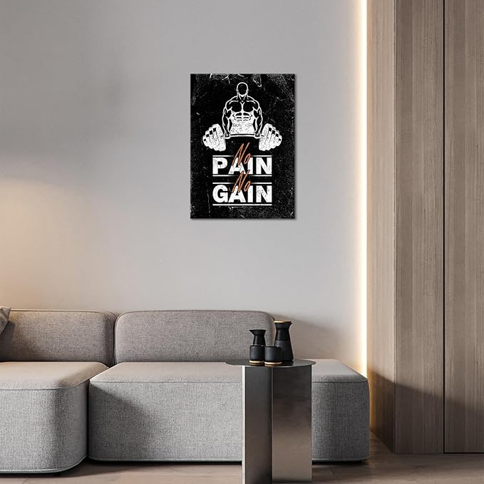 Motivational Wall Decor, Exercise Fitness Motivation Artwork, Inspirational Office Wall Art, Wooden Framed Encouraging Wall Art Print, Inspirational Canvas Wall Art for Office, Living Room