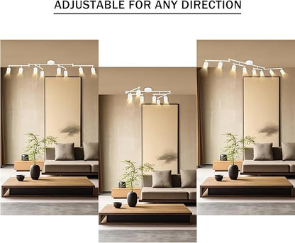BoostArea LED 8 Light Track Lighting Kit, White 8 Way Ceiling Spot Lighting, Flexibly Rotatable Light Head for Kitchen, Living Room, Bedroom, GU10 Bulb Not Included