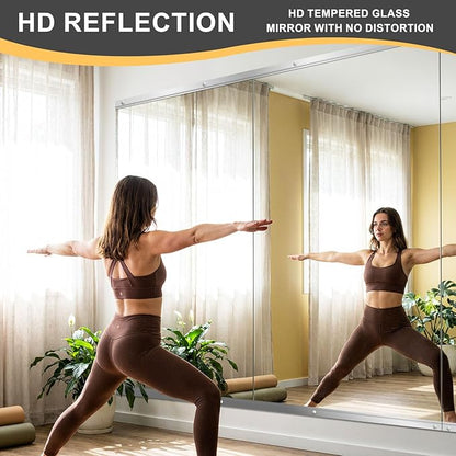 Home Gym Mirror for Wall, 54x30x2PCS, Full Length Workout Mirror, Large Frameless Tempered Glass Full Body Mirrors for Home Gym Yoga Fitness Garage Dance Studio, Black Color
