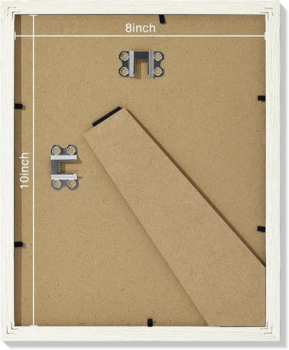 Vittanly 8x10 Picture Frames Set of 9, Shatter Resistant Plexiglass, Display 5x7 Pictures with Mat or 8x10 without Mat, Photo Frames for Wall or Tabletop, Engineered Wood, Whitemist