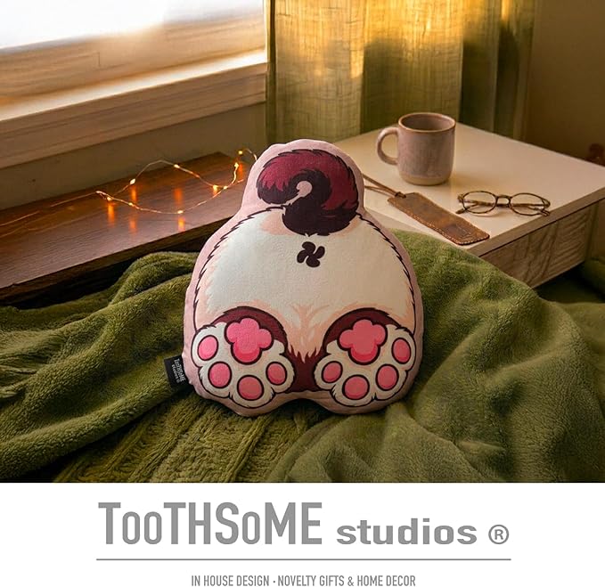 Toothsome Studios Siamese Cat Shape Butt Pillow, Polyester Cotton Stuffed Throw, Novelty Animal Design, Multi-Color, 12 Inches (Siamese)