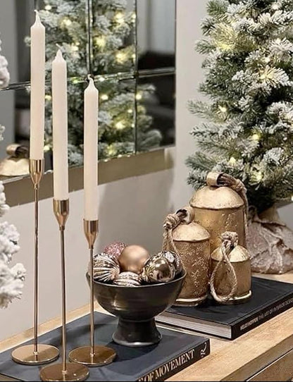 Large Vintage Gold Cow Bells for Rustic Christmas Decor Hanging Bells on Rope Set of 3 Harmony Cow Bells Vintage Handmade Rustic Lucky (Set of 3, 6,8,10 inches)