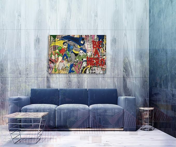 Yatsen Bridge Banksy Superhero Wall Art Paintings, Inspirational Canvas Paintings, Graffiti Pop Art Posters And Prints for Home Decor Ready to Hang - 36x24 inch