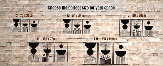 Vailla Boho Minimalist Wall Art, Set of 3 Wooden Wall Decoration, Mid-Century Modern Wall Decor, Large 3D Textured Sculptures, Bohemian Style - Ideal for Living Room, Bedroom, Bathroom