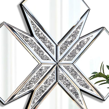 Crushed Diamond Decorative Mirror 22.25x22.25” Diamond Shape Glass Wall Mirror for Home Decoration, Exquisite Accent Wall Decor