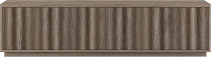 Henn&Hart Fluted TV Stand for TVs up to 85" with 2 Concealed Ribbed Storage Cabinets and Adjustable Shelves for Living Room, Family Room, or Office, Weathered Gray