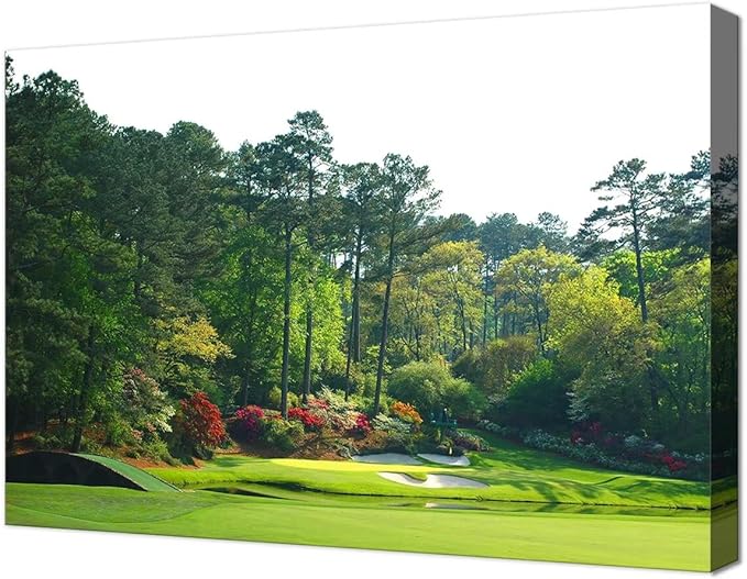 Augusta Golf Course Wall Art Golf Course Picture Poster Canvas Prints - Golf Wall Decor for Living Room Bedroom Home Decorations Framed Artwork Ready to Hang(18''H x 24''W)