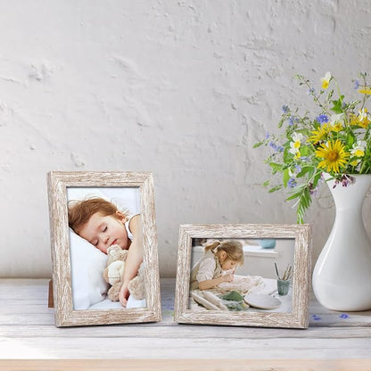 Giftgarden 4x6 Picture Frame Distressed Beige White Set of 12, Multi Rustic Wood Grain 4 by 6 Photo Frames Bulk for Wall or Tabletop Display
