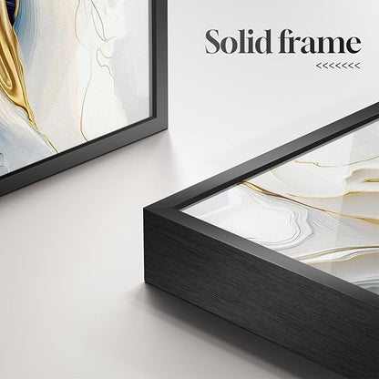 Extra Large Black Framed Gold and Blue Abstract Wall Art for Living Room, Vertical Modern Elegant Prints Painting Artwork for Walls, Contemporary Pictures Wall Decor for Bedroom and Office, 40x60 In