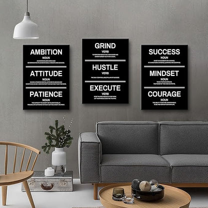 3 Pieces Success Mindset Attitude Noun Entrepreneur Quotes Motivational Wall Art Inspirational Canvas Posters Positive Pictures Artwork for Home Living Room Office Classroom Wall Decor [60''W x 28''H]