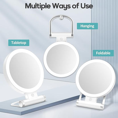 B Beauty Planet Magnifying Mirror with Light 30X, Double-Sided 1X/ 30X Magnifying Makeup Mirror with Tweezer, 2000mAh 3 Colour Modes with Adjustable Brightness,Foldable Travel Mirror(9" L x 7" W)