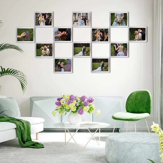 Giftgarden 8x10 Picture Frame Silver Set of 12, Multi Modern 8 by 10 Photo Frames Bulk for Wall or Tabletop Display