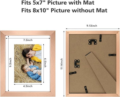 Golden State Art, 8x10 Picture Frame Set of 3 - Matted to 5x7 Photo - Engineered Wood Gallery Frame Set - Wall Mounting or Tabletop Display (Rose Gold,3 Pack)