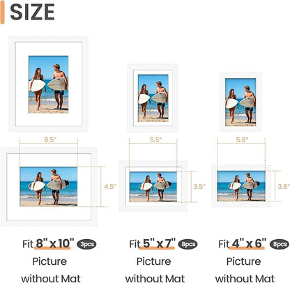 upsimples 19 Pack Picture Frames Collage Wall Decor for Mounting or Tabletop Display, Photo Gallery Frame Set for Family, Multi Sizes Including 8x10, 5x7, 4x6, White