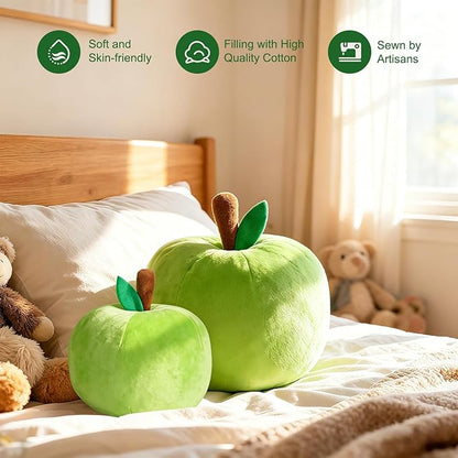 LANPU Cute Apple Shaped Plush Pillow – Soft Fruit Cushion for Couch, Sofa, or Bed, Adorable Decorative Throw Pillow for Room, Living Room & Home Decor (8 Inch,Green)