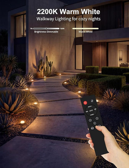 APPECK Smart Outdoor Ground Lights 16 Pack, 50FT RGBW Color Changing Pathway Lights Wired, IP65 Waterproof Landscape Lights, for Garden Yard Lawn Walkway Holiday Party Decor, Compatible with Alexa