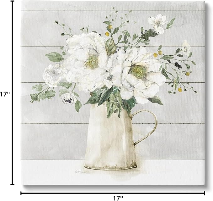 Stupell Industries 'Country Jug Varied Flower Arrangement', Canvas Art, 17 x 17 Inches, Easy to Hang and Sturdy, Made in USA, by Carol Robinson