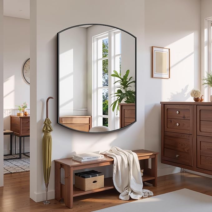 COFENY Bathroom Mirror, 36x48 Inch Black Oval Large Wall Mounted Mirror with Thin Metal Frame, Modern Bathroom Vanity Mirrors for Over Sink, Entryway, Living Room, Bedroom