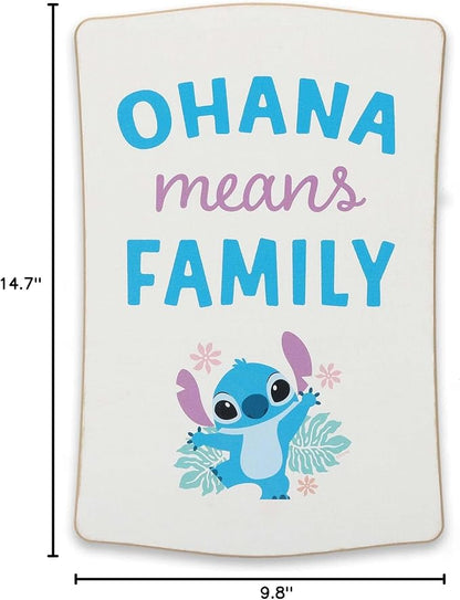 Open Road Brands Disney Lilo and Stitch Ohana Means Family Tropical Wood Wall Decor - Cute Stitch Sign for Home Decorating