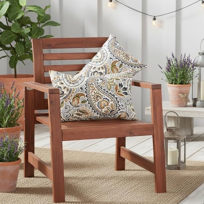 Set of 2 Outdoor Throw Pillows 19 x 12 Inch – Reversible Rectangle Patio Accent Pillows – Weather-Resistant Polyester Fabric – Eco-Friendly Recycled Polyfiber Fill – Arctic Paisley