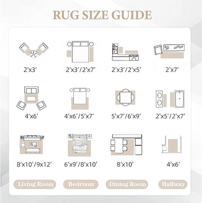 Area Rug for Living Room 9x12: Large Washable Boho Moroccan Rugs Geometric Floral Rug, Non-Slip Foldable Morden Farmhouse Indoor Floor Carpet for Bedroom Dining Table Home(FloralBrown, 9'x12')