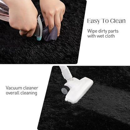 Puremy Black Rug, 6x9 Area Rugs for Living Room, Soft Plush Area Rugs for Bedroom, Non-Slip Indoor Carpet for Nursery, Study Room, Kids Room, Room Decor