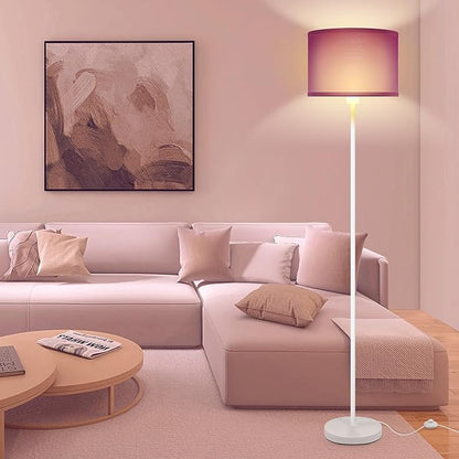 Floor Lamp for Bedroom, Purple Standing Lamp, Modern Stand Up Lamps with Lampshade, 59" Tall Lamp, Foot Switch, Small Corner Lamp Decor for Kids Room, Living Room , Den, Office(NO Bulb,E26 Base)