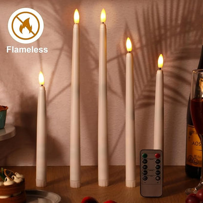 Rossesay 28 Pcs Flameless Taper Candles with Timer Remote 4 Sizes of 8.5", 9.6", 10.83", 12.8" LED Flickering Taper Candles Battery Operated for Valentine's Day Church Wedding Home Decor(White)